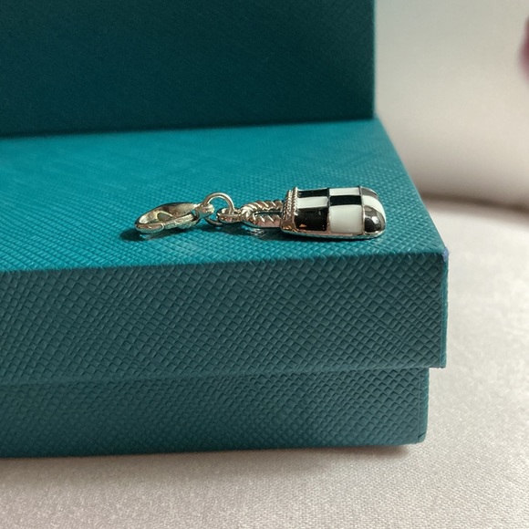 ❤️ NWOT - EFFY Black & White Checked Handbag Silvertone Hanging Charm* ❤️ - Picture 8 of 8